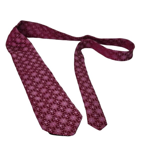 Hart Schaffner Marx Pink Geometric Pattern Silk Tie Necktie 3" wide 58.5" Long - Picture 2 of 7